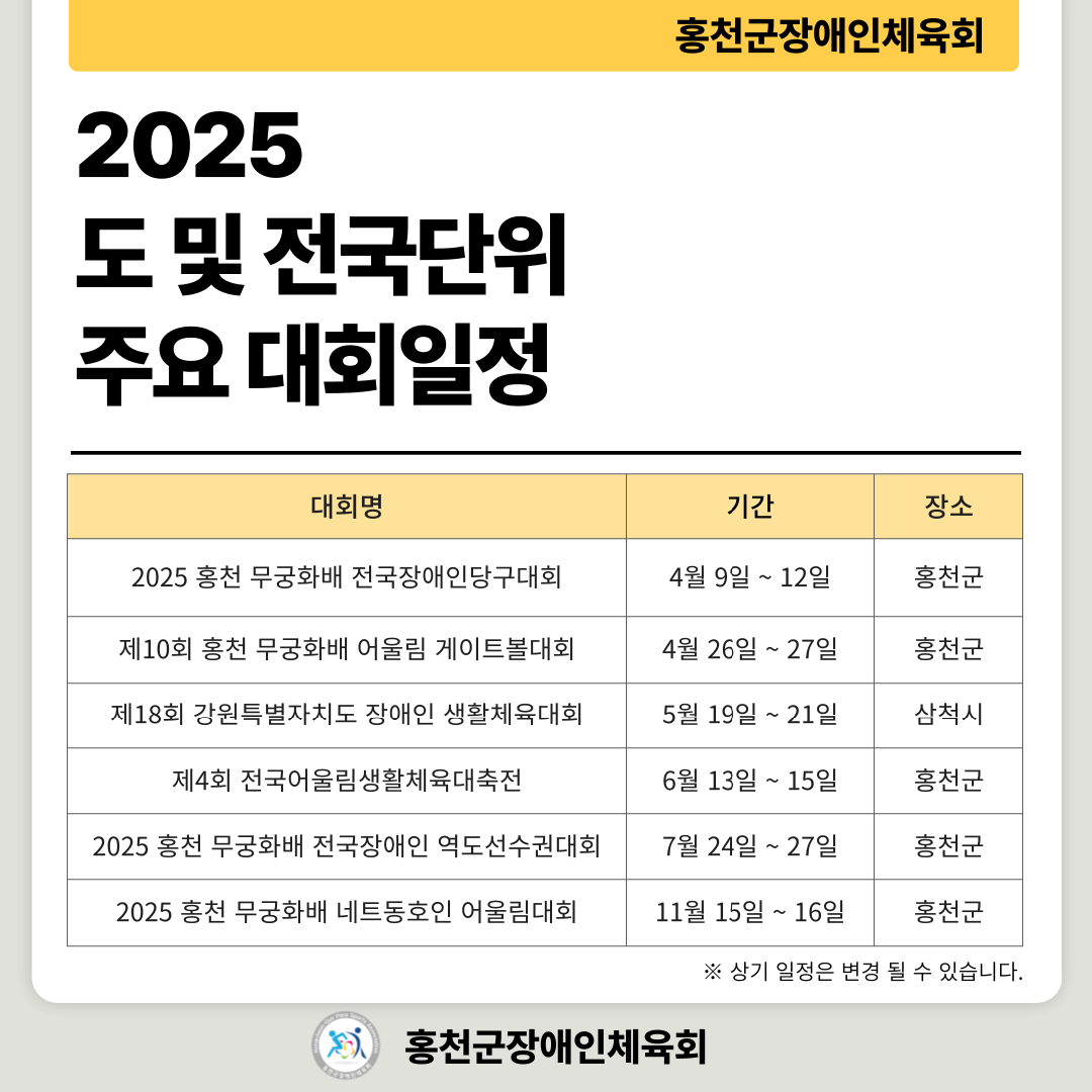 2025주요대회일정